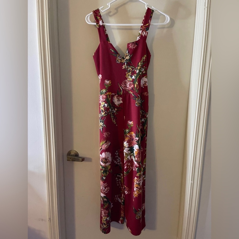 Red Floral jumpsuit Xhiliration